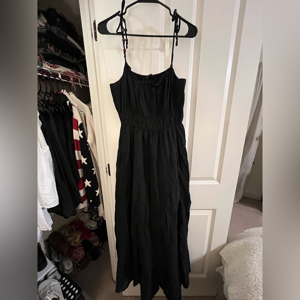 J. Crew Black Spaghetti-Beaded Strap Maxi Dress